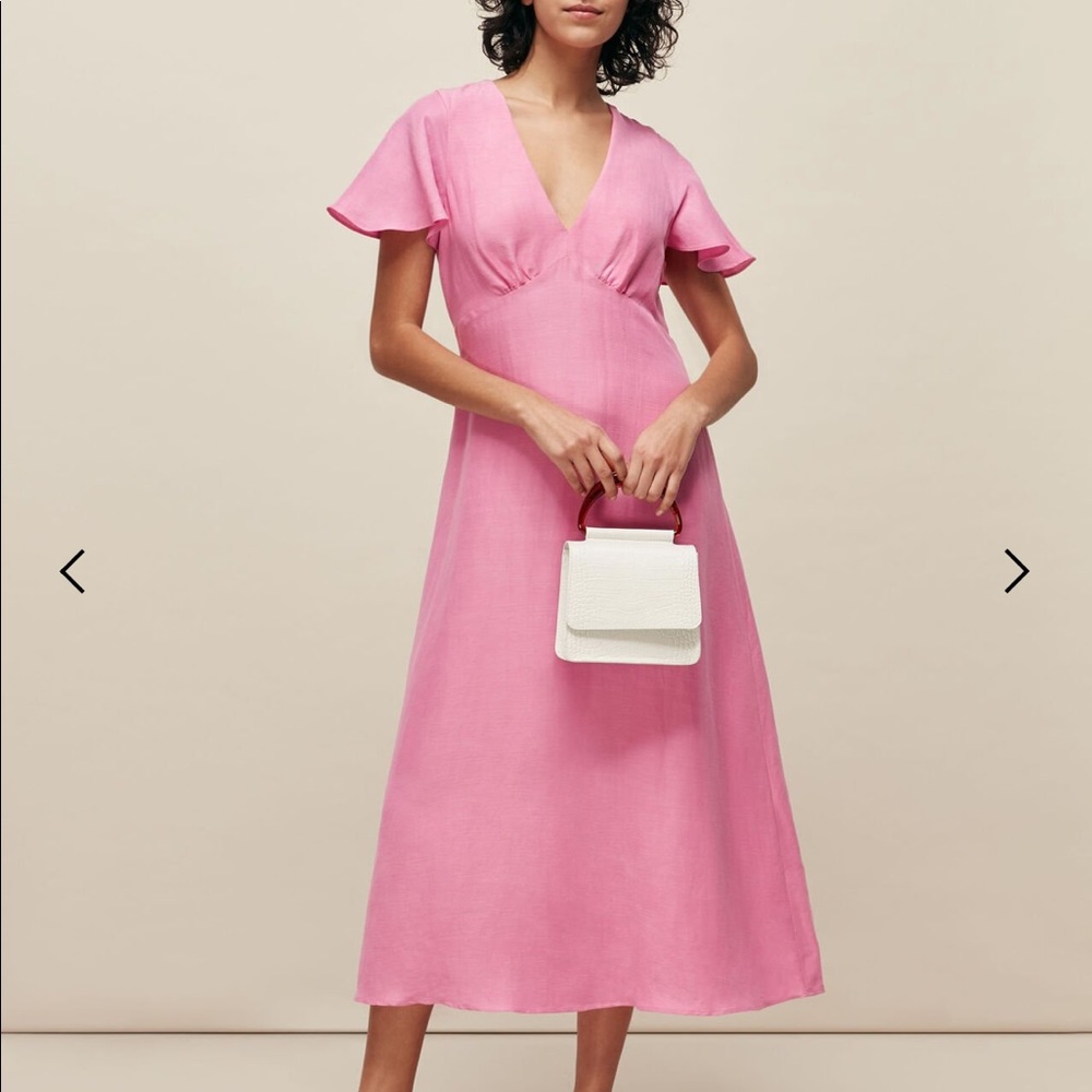 Whistles London pink linen dress new